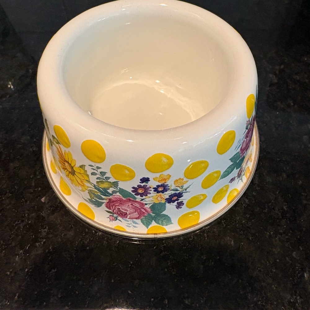 MacKenzie-Childs Buttercup Floral Yellow Dot Cat Bowl - Picture 3 of 4